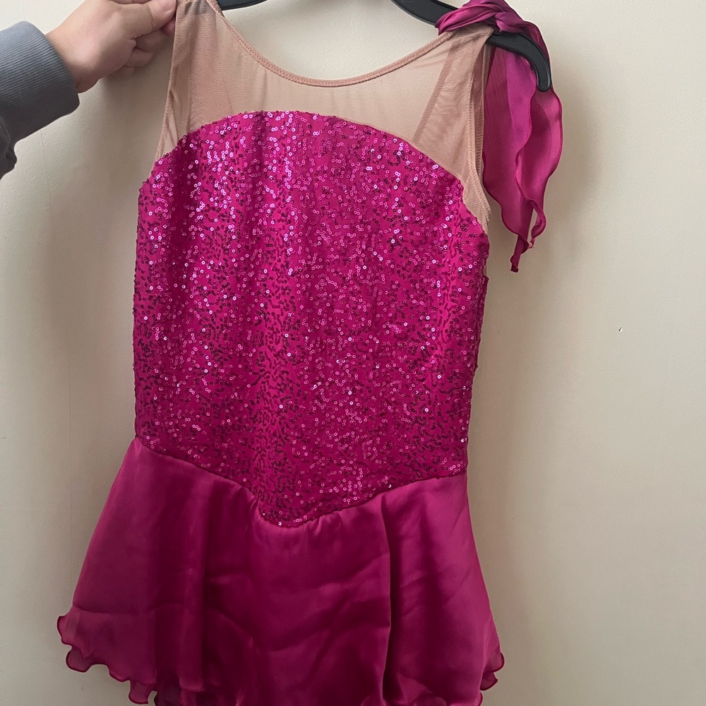 Elegant Fuchsia Sequin Dance/Figure Skating Dress